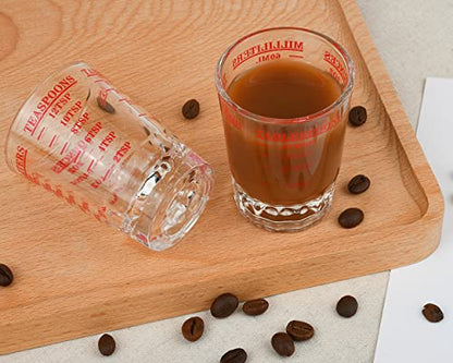 Measuring Cup 2 Pieces Shot Glass Measuring Cup with 4 Kinds of Measuring Scale for Small Amount Liquid (Red, 60ml) - color: Red, size: 60ml