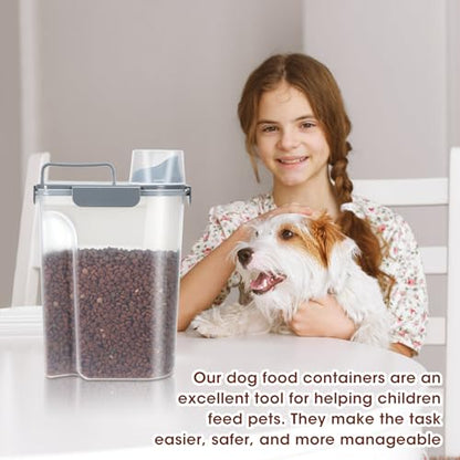 TBMax Dog Food Storage Containers 2 Pack 8 to 10 Lbs, Airtight Pet Food Container Dispenser with Large Spout & Portable Handle, Travel Dog Treat Cat Food Storage Bin Bird Seed Container -Dark Grey - color: Grey 6+3Qt
