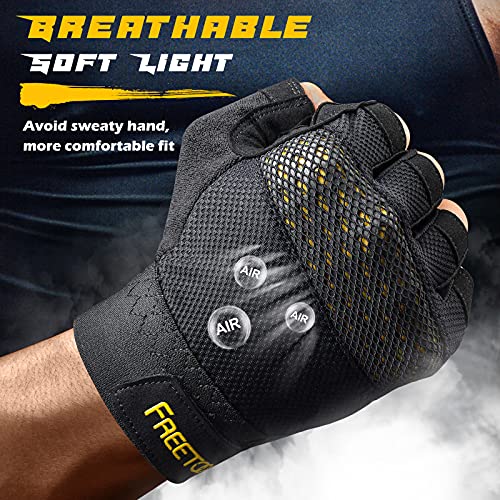 FREETOO Fingerless Workout Gloves for Men,Padded Palm Weight Lifting Gloves | Anti-slip Breathable Lightweight, Palm Protection, Gym Exercise Pull Up Training Calisthenics Sports Fitness - size: Small