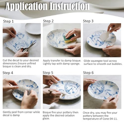 SUPERDANT 5pcs Horse Underglaze Paper Transfer Animal Transfer Papers for Clay Ceramic Porcelain Under Glaze Transfers for Pottery Enamel Decals Blue Underglaze Decal Handcrafted Gifts - style: Horses