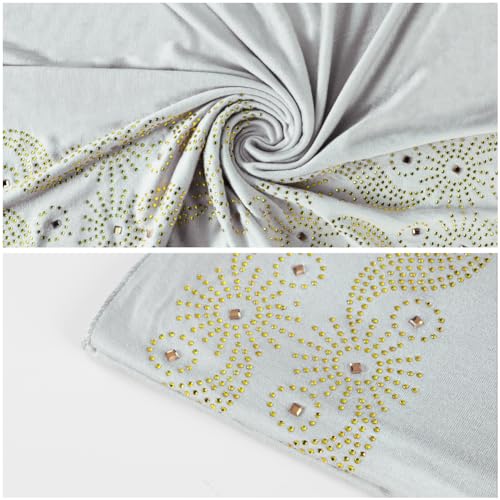Muslim Women Shiny Rhinestone Hijab Head Wrap Long Scarf Shawl - color: Grey
