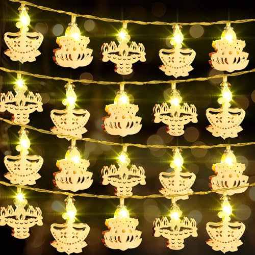 Glooglitter 20 ft 40 LED Diwali Diya String Lights, Warm White, 3 Styles - color: Warm White, style: 3 Styles