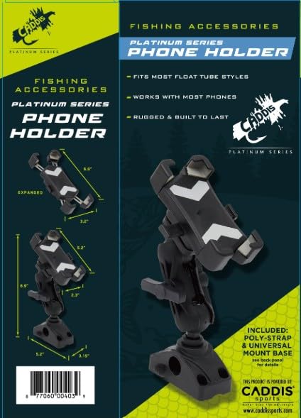 CADDIS Fishing Float Tube Phone Holder - Universal Plastic Cell Phone Mount for Any Fly Fishing and Angling Float Tube