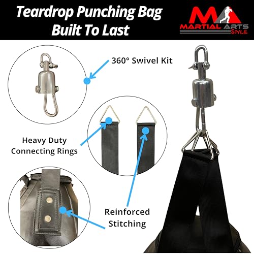 Wrecking Ball Punching Bag, Professional Boxing Teardrop Body Snatcher Bag for Training MMA Kickboxing Muay Thai, Round Shaped Heavy Bag (Unfilled)