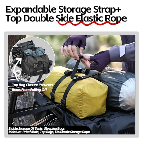 Rhinowalk Bike Pannier Bag for Bicycle Rear Rack Bag 22/40/50L Cycling Saddle Bag Luggage Storage Bag for Long Distance with Rain Cover - color: 50L