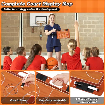Desoto Dry Erase Double-Sided Premium Coaches Clipboard, Tactical Magnetic Board Kit, Magnetic Coaching Board, Coaches Gift for Coaches(Soccer, Football, Basketball, Baseball) - style: Basketball