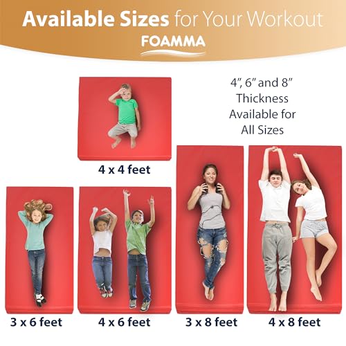 Foamma Gymnastics Mat - 4" x 3 ft x 6 ft, Red, Landing Pad for Kids and Adults with Waterproof Cover, Gymnastics Equipment, High-Density Tumbling & Wrestling Mat for Indoor and Outdoor Use - size: 3ft x 6ft, style: 4" Thickness