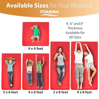 Foamma Gymnastics Mat - 4" x 3 ft x 6 ft, Red, Landing Pad for Kids and Adults with Waterproof Cover, Gymnastics Equipment, High-Density Tumbling & Wrestling Mat for Indoor and Outdoor Use - size: 3ft x 6ft, style: 4" Thickness