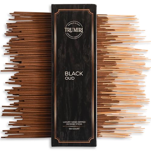 Black Oud Incense Sticks - Pack of 100 Insence-Sticks - Inciensos Aromaticos Made with Natural Oud Essential Oil - Scented Inscents Non Toxic Agarbatti Insense - color: Black Oud