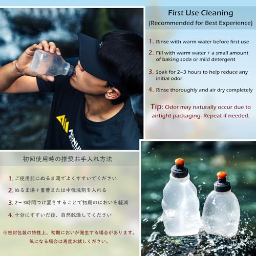 TRIWONDER Running Water Bottle Handheld Plastic Flask Hydration Vest Packs Waist Belt Replacement for Runners Marathon Cycling Hiking - color: 01 Water Bottles - 250ml/8.5oz - 2 Packs