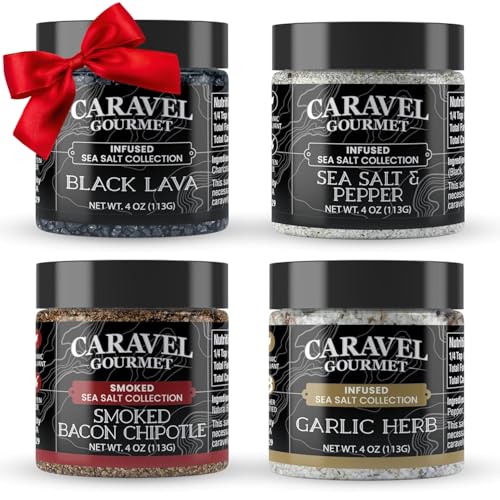 Caravel Gourmet Infused Sea Salt Mega Sampler, 4 Flavors, 4 oz Jar 4-Pack - size: 4 Ounce (Pack of 4)