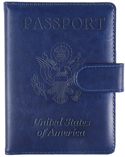 Sizobi Passport Holder for Travel, RFID Passport Cover Wallet for Women Men - color: Dark blue