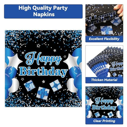 100 Pcs 13th Birthday Decorations for Boys Official Teen 13th Supplies Plates Napkins Forks Set Disposable Blue 13th Birthday Tableware Paper Plates Dinnerware for Kids Teenager Favors Serve 25 - style: 13th Birthday