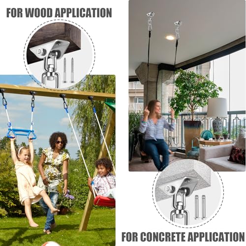 Hammock Hanging Kit, 2 Pack Hanging Chair Hardware 360°Rotating Hammock Hooks Heavy Duty, Hammock Chair Hanging Kit & Swing Ceiling Hook Snap for Hammock Chair,Heavy Bag,Seat,Yoga,Gym,1000 lb Capacity