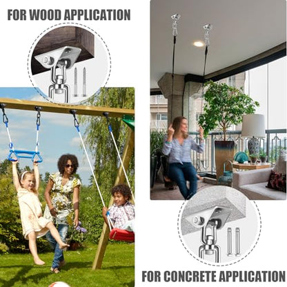 Hammock Hanging Kit, 2 Pack Hanging Chair Hardware 360°Rotating Hammock Hooks Heavy Duty, Hammock Chair Hanging Kit & Swing Ceiling Hook Snap for Hammock Chair,Heavy Bag,Seat,Yoga,Gym,1000 lb Capacity