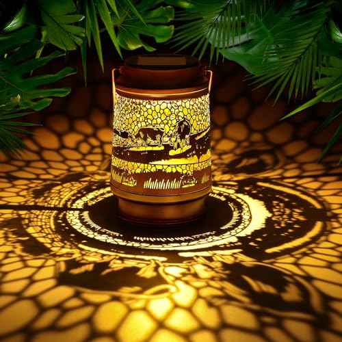 Cow Birthday Gifts for Women Mom Grandma, Solar Lanterns Outdoor Waterproof Garden Decor Hanging Lantern Lights, Metal LED Decorative Gardening Light for Patio Yard Lawn Porch - color: Cow