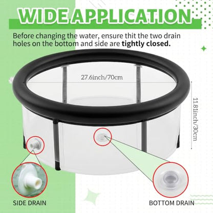 DoubleFill Pop up Pond, 27.6 x 11.81 Inch Pop up Inflatable Pond Kit Outdoor Indoor Aquarium Water Feature Container with Aeration Pump Above Ground Backyard Patio Garden Decoration