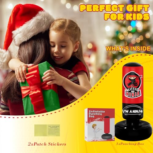 Punching Bag for Kids,67" Inflatable Kids Boxing Bag Toy Gift for Age 5-12 | Larger Stable Kids Punching Bag,Inflatable Punching Toys,Gift for Boys Girls,Practicing Karate,Taekwondo,MMA - style: Ninja