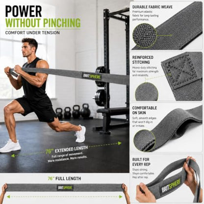 76-Inch Long Fabric Resistance Bands for Women & Men | Heavy Duty, Pull Up Assistance, Non-Slip Elastic, Home Gym Equipment, Strength Training, Pilates & Calisthenics - color: Gray