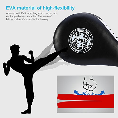 Taekwondo Kick Pads, Pack of 2 Professional TKD Kicking Training Karate Boxing Practice Pad Kickboxing Striking Target Pads Martial Arts Training Equipment for Children and Adults(Black)