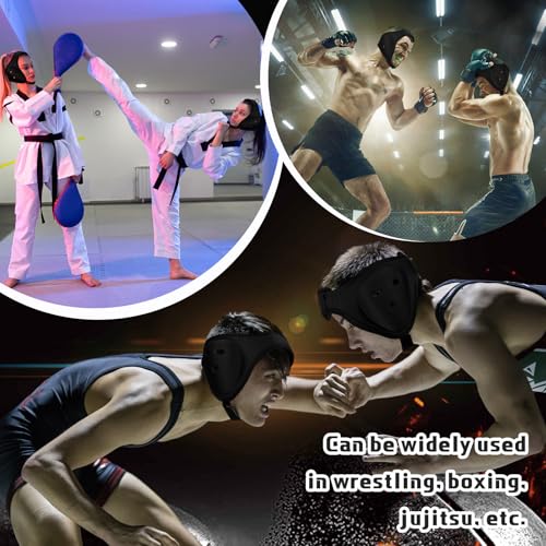 Jerify 6 Pcs Wrestling Headgear for Kids Youth Soft Grappling Headgear Wrestling Adjustable Wrestling Ear Guard Protective, Black