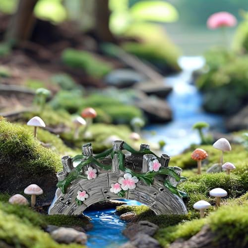 MUAMAX Fairy Garden Bridge Mini Bridge for Fairy Garden Flower Bridge Resin Arched Artificial Little Bridge Micro Landscape Bridge for Dollhouse Ornaments Fairy Garden Accessories