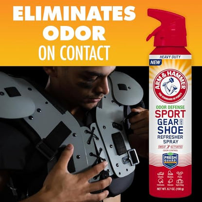 Arm & Hammer™ Sport Gear & Shoe Refresher Spray, Heavy Duty Odor Defense for Sports Gear and Footwear, Deodorizer for Gym Bags, Boxing Gloves, Hockey Equipment, and Football Pads (6.7 oz) (3 pack) - size: 6.7 Ounce (Pack of 3)