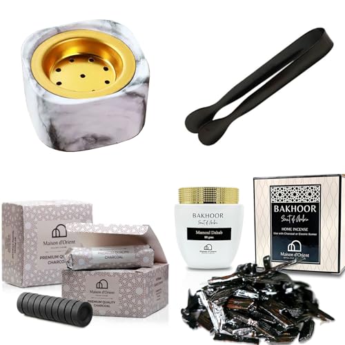 Arabian Incense (Bakhoor) Kit & Discovery Set – Complete Starter Bundle with Mini Burner, Tongs, Charcoal Rolls & 10 Premium Seasonal Samples – Perfect for Traditional & Modern Aromatherapy