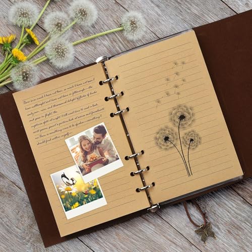 OMEYA Leather Journal Notebook, Refillable Writing Journal Diary Planner for Women Girls (Blue, A6 7.3'' x 5.1'') - color: Blue, size: A6 7.3'' x 5.1''