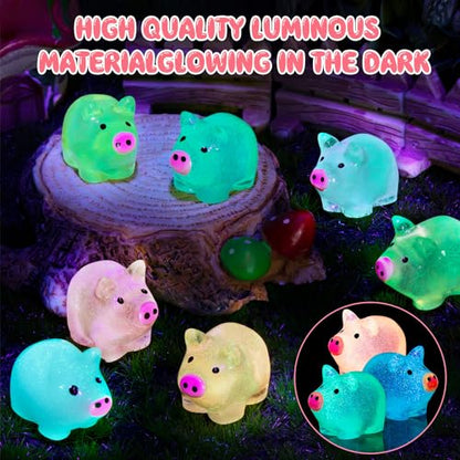 76PCS Luminous Mini Resin Pigs Miniature Pigs Figurines Cute Tiny Pig | Miniature Pigs Animals Figurines Glow in The Dark, Micro Garden Landscape, Dollhouses DIY, Birthday Party Decor - style: MiniPig 76PCS