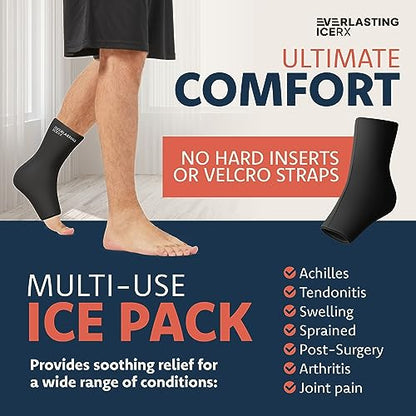 Ankle Compression Sleeve for Achilles Tendonitis Relief, Ankle Ice Pack Wrap, Foot Brace Sprained Ankle Support for Women and Men, Freeze Cold Packs for Plantar Fasciitis - style: L-XL