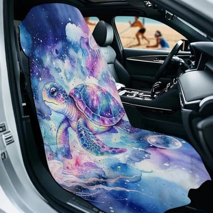 Sea Turtle Print Towel Automotive Seat Covers Jellyfish Print Athletic Towels for Car Seats with Storage Bag Absorbent Microfiber Towels Universal Fit Truck Sedan SUV - color: Blue-Sea Turtle Jellyfish
