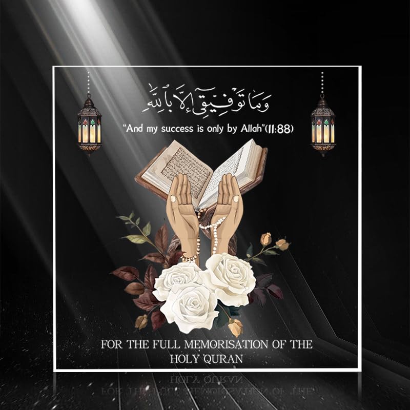 Islam Sign Acrylic Decorative Signs & Plaques, Acrylic Paperweight, suitable for Bedroom, Office, Home Desktop Decorative Art, Ideal Birthday Gift for Sister, Friends, Family (white flowers)