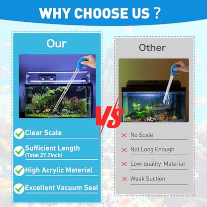 27.7IN Extra Long Turkey Baster for Aquarium, Blue, 50ml | Plastic Turkey Baster Long Syringe, Waste Remover for Aquarium Vacuum, Siphon for Fish Tank, Fish Waste Collector