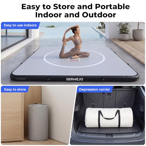 Wrestling Mat Inflatable 10x10 FT Flodable Jiu Jitsu Mats Portable 4” for Home Training, BJJ, MMA, Grappling, Judo, Martial Art, Boxing Indoor Outdoor