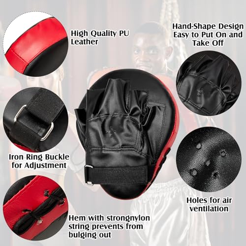 Gemscream 10 in 1 Taekwondo Kick Pad Boxing Training Equipment Set, Focus Pads Boxing Gloves Safety Head Guard Wrist Bands for Kickboxing, Karate, Muay Thai, MMA Training - color: Black