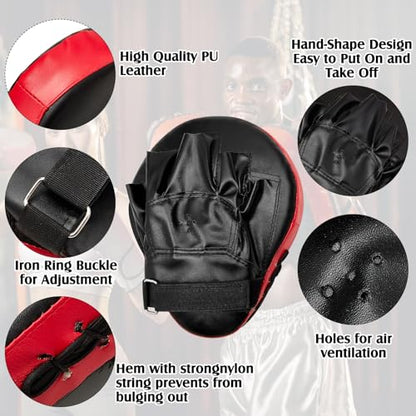 Gemscream 10 in 1 Taekwondo Kick Pad Boxing Training Equipment Set, Focus Pads Boxing Gloves Safety Head Guard Wrist Bands for Kickboxing, Karate, Muay Thai, MMA Training - color: Black
