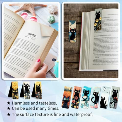 48 Pieces Magnetic Bookmarks Magnet Page Markers - Book Marks for Reading Women & Men with Storage Boxes - Gifts for Cat Lovers, Cute Magnet Bookmark Clips for Reading Pleasure (Cat Style B) - size: 48, style: Cat Style B