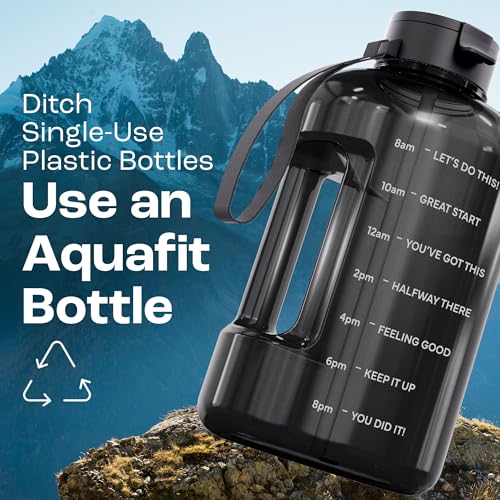 AQUAFIT 1 Gallon Water Bottle with Motivational Quotes - color: Gray, size: 128 Ounces