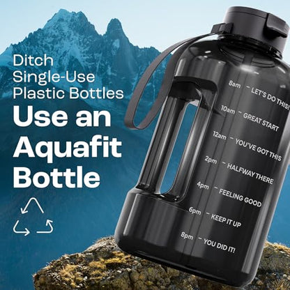 AQUAFIT 1 Gallon Water Bottle with Motivational Quotes - color: Gray, size: 128 Ounces