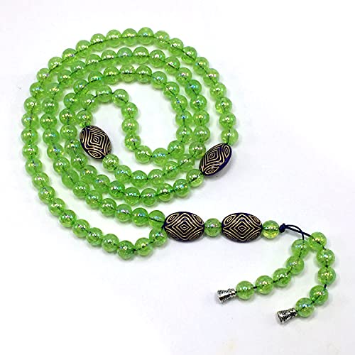 -8MM -99 Beads Necklace DHIKR TASBIH Collection- Imitation Acrylic Muslim Beads-Tesbih-Tasbih-Tasbeeh-Misbaha-Masbaha-Subha-Sebha (Shiny Light Green) - color: Shiny Light Green