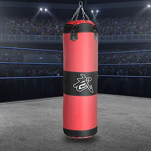 Bnineteenteam Heavy Punching Bag,Training Boxing Bag with Chain for Adults Men Women(Empty) - color: Red, size: 100cm