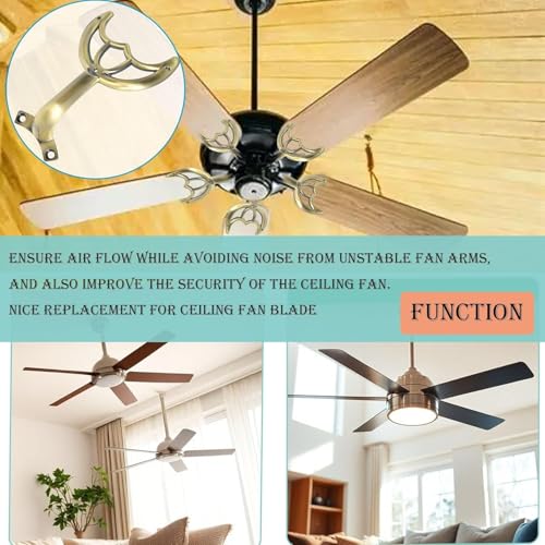 Ceiling Fan Blades Arms Replacement, Antique 52" Fan Blade Replacement Parts Mounting Bracket Kit for Replacing The Worn Fan Blades, 4 Pcs - color: Antique
