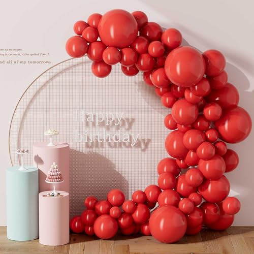 DECOCKRAT 130PCS Red Balloons, Latex Balloons Different Sizes 18/12/10/5 Inch, Helium Balloons with Ribbon, Party Balloon Set for Birthday Wedding Graduation Anniversary Baby Shower Decorations. - color: 08 Red