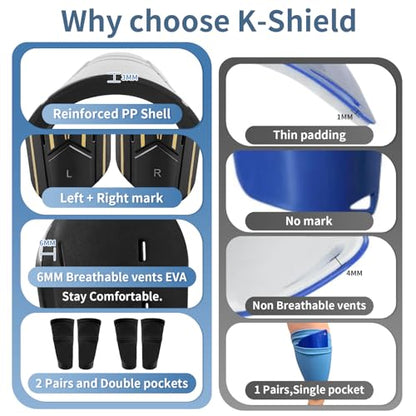 K-Shield Soccer Shin Guards with 2 Pairs Sock Sleeves for Kids Youth Adults | Protective Football Shin Pads, Breathable Lightweight Calf Guards for Boys Girls Men Women - size: M:4'7"-5'3"