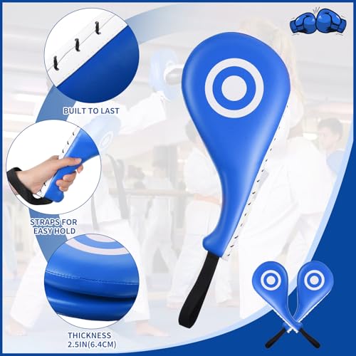 Poen 7 in 1 Taekwondo Kick Pad Boxing Training Equipment Punching Mitts Martial Arts Wrist Band Adjustable Soft Pads Set for Karate Muay Thai MMA Training - color: Blue