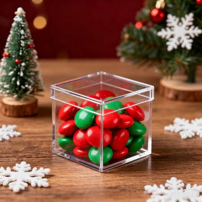 Acrylic Candy Box with Lid Small Clear Acrylic Square Cube Plastic Storage Box for Birthday Party Favor - size: 1.8 x 1.8 x 1.8 Inch