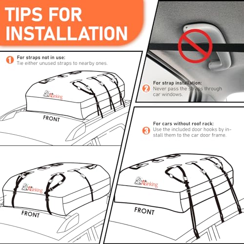 Car Rooftop Cargo Carrier Bag 21 Cubic feet Waterproof Car Roof Top Bag for All Cars with/Without Rack, Includes Anti-Slip Mat, 10 Reinforced Straps, 6 Door Hooks, Luggage Lock - size: 21 Cubic Feet