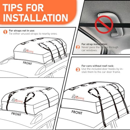 Car Rooftop Cargo Carrier Bag 21 Cubic feet Waterproof Car Roof Top Bag for All Cars with/Without Rack, Includes Anti-Slip Mat, 10 Reinforced Straps, 6 Door Hooks, Luggage Lock - size: 21 Cubic Feet