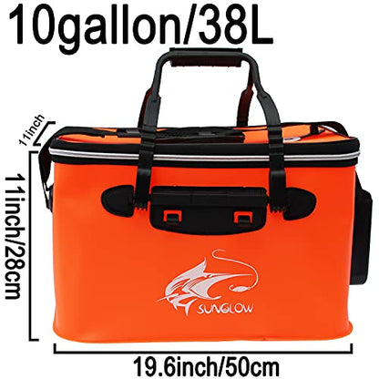 Grneric Fishing Bucket, 6Gallon/8Gallon/10Gallon Foldable Fish Bucket,Live Fish Container Multi-Functional Live Fish Bait Bucket,Outdoor Camping EVA Fishing Bag and Fish Protection Bucket - color: 38l/10gallon(orange)